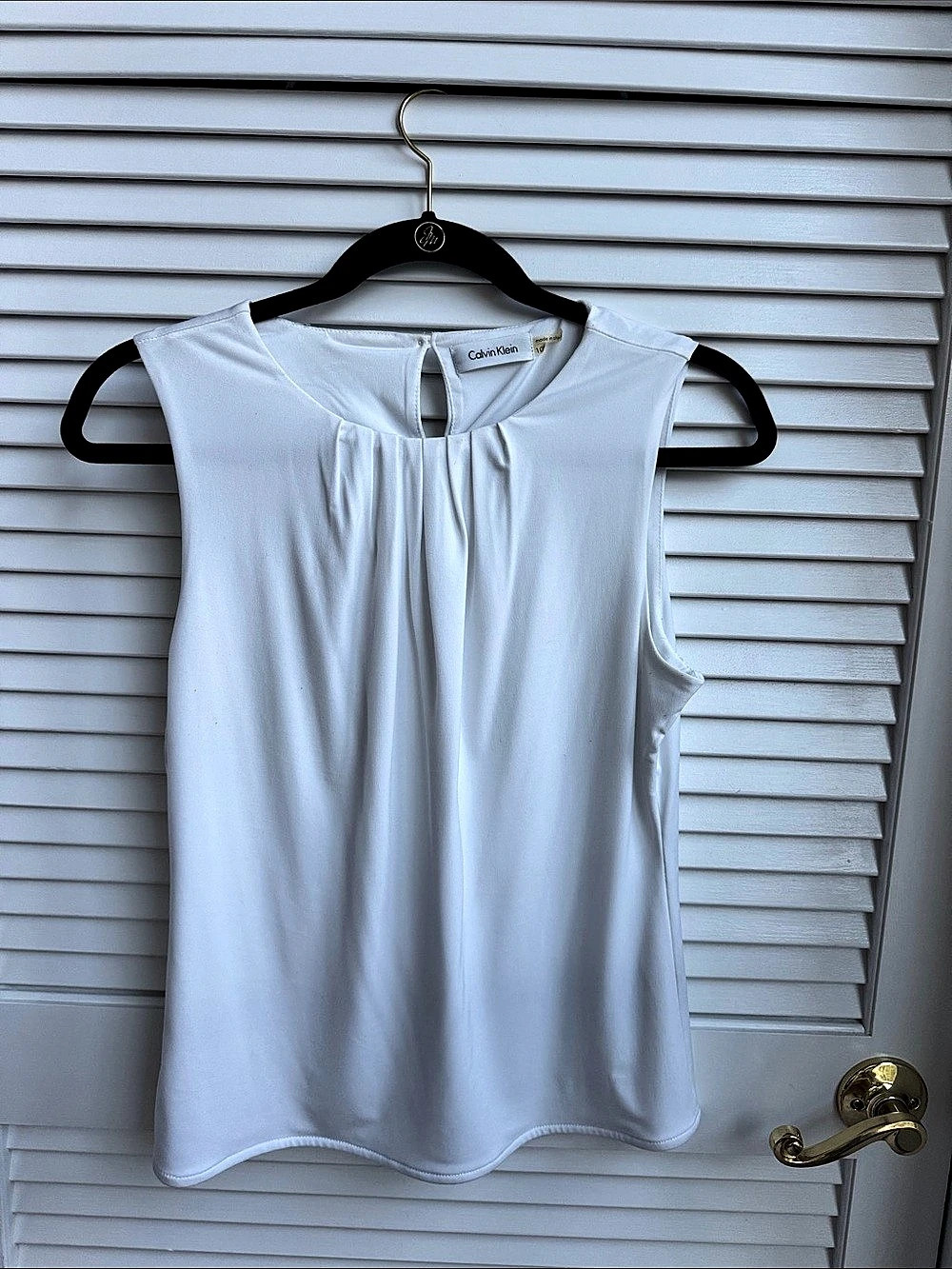 Calvin Klein Pleat Neck Sleeveless Top White Size 10p
